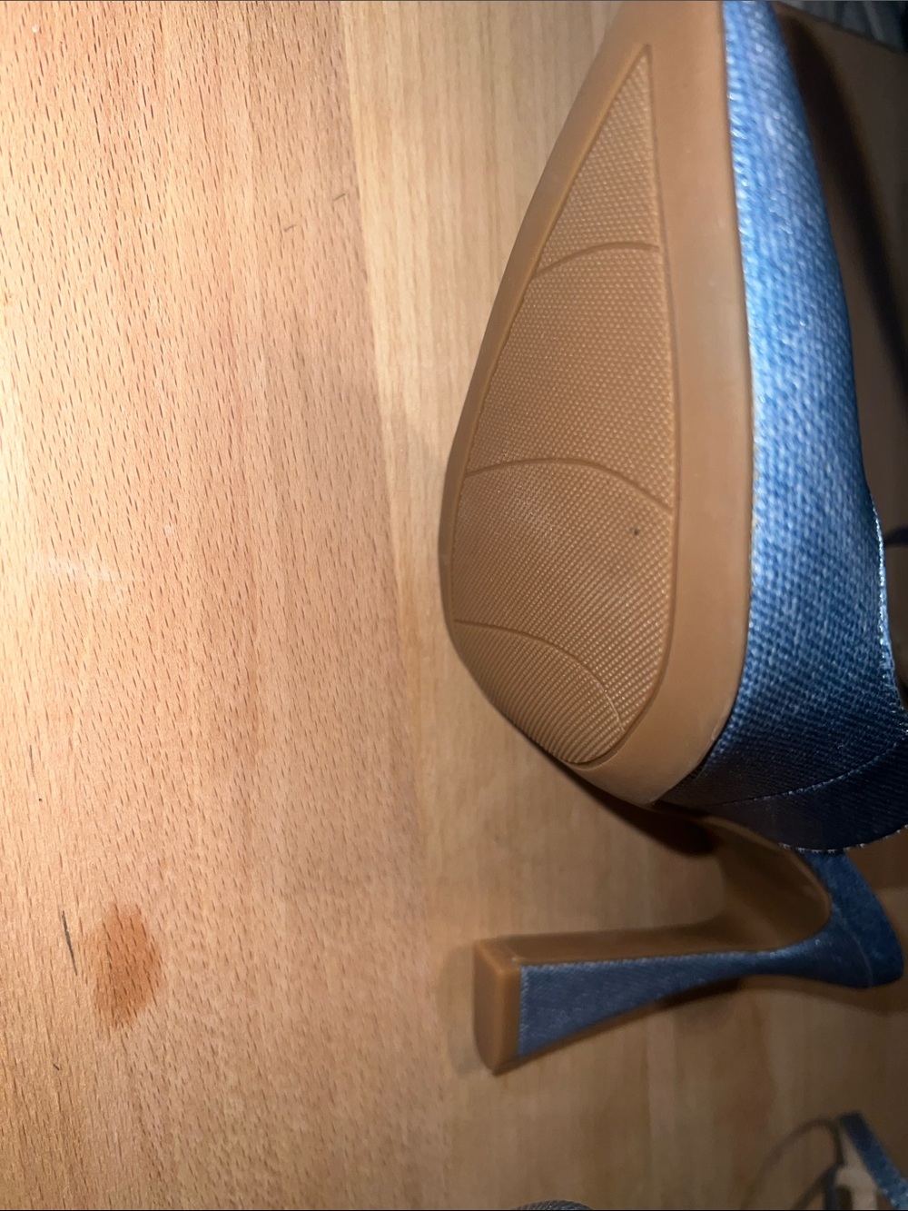 Nine West Denim Pointed-Toe Ankle-Strap Heels in Light Blue - Picture 3 of 5